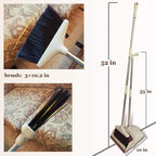 Broom and Dustpan Set Lightweight Upright Lobby Broom and Dust Pan Combo with Long Handle Outdoor Indoor for Home Kitchen Room Office (Brown)
