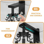 FRCOLOR Rotatable 8-Claw Kitchen Utensil Hooks Black Thickened Space Aluminum Alloy Swivel Wall Mount Organizer for Hanging Cooking Tools and Measuring Cups