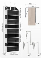 TAHAVICE 1 Pack Over The Door Storage Organizer with 5 Pockets 10 Mesh Side Pockets, 44 lbs Weight Capacity Door Hanging Organizers and Storage for Bedroom,Bathroom,Nursery,Pantry,Dorm(Black)