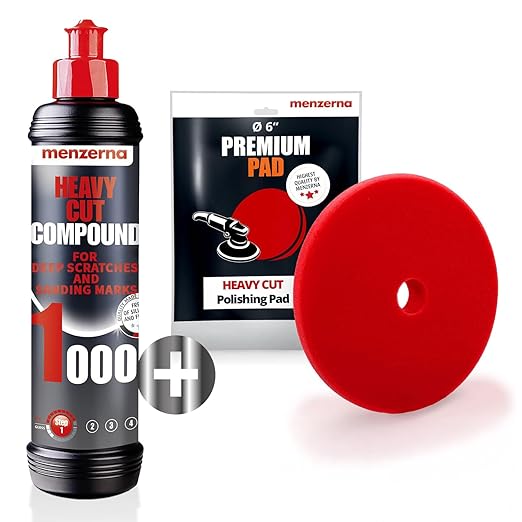 menzerna Deep Scratch Remover Kit I Car polishing Set with Menzerna Heavy Cut 1000 (16oz) and 6 Inch Polishing Pad I Deep Scratch Remover Kit for All Types of Vehicles