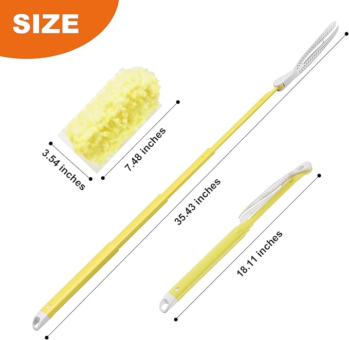 JOYMOOP Scented Telescopic Duster kit, 3FT Extendable Handle (Yellow) + 4 Yellow Refills for Swiffer Feather Duster,Easy Cleaning for Ceilings, Ceiling Fans, Blinds, Vents & Shelves
