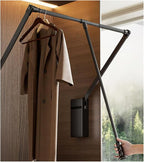 Pull Down Closet Rod for Hanging Clothes, Retractable Wardrobe Hanger for Cabinet Inside Width 26"~35", Aluminium alloy Tubing with Plastic Housing, 44 lb Weight Rating