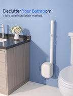 LFBEAR Disposable Toilet Brush Wand, Wall Mounted Toilet Cleaner Kit with Holder, 18 Refills Replacement Heads for Bathroom Cleaning