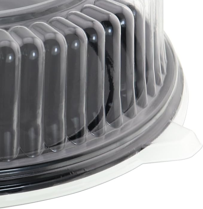 5Pcs12 Inch Cake Containers with Lid -Plastic Disposable Clear Cake Container Dome and Black Base Carry & Display Storage Box (5)