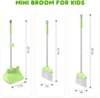 Mini Broom with Dustpan for Kids, 28-in Handle Kids Broom and Dustpan Set for Toddlers Cat-Shaped Children Broom and Cleaning Set Boys Girls Small Housekeeping Helper Set, Green