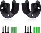 Rise age Stainless Steel Closet Rod Bracket, 1-1/4 Inch Diameter Closet Rod Holder 2 Pcs, Heavy Duty Curtain Rod Holder, Black Closet Rod Support with Screws