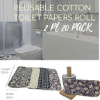 Reusable Toilet Paper Towels 20 Count Roll,Washable Cotton Cloth Paper Bidet Towels,2-Ply Super Soft Absorbent,Paperless Wipes Zero Waste(4 Colors Rose)