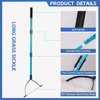 sancat Weed Cutter with Double-Edged Sharp Blade,51 inch Stainless Steel Weeder,Grass Cutter Tool for Garden, Yard, Field and Ditches,Garden Weed Wacker, Sickle with Long Handle