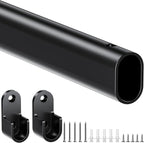 Mavivegue Oval Closet Rod, Closet Rods for Hanging Clothes, Adjustable Closet Rod – Expandable 17 to 40 Inches, Heavy Duty Closet Rods for Laundry Room, RV, Closet Storage (Black)