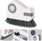 2 in 1 Groove Cleaning Brush, Window Track Cleaning Tools, Multifunction Window Track Cleaner with Hard Bristle and Hidden Scraper, Crevice Brush for Sliding Door Track, Window Seal, Sill (Gray)