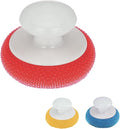 LOLA Plastic Mesh Non-Scratch Scouring Pad, Hand Saving Comfort Knob, Red, Blue or Yellow It's Random, Clean Pots, Pans, Sinks, 1 Pack