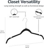 Amazon Basics Slim, Velvet, Non-Slip Shirt Clothes Hangers, Pack of 100, Black
