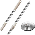 Spin Mop Replacement Mop Handle, 49-inch 360 Degrees Rotating Telescopic Replacement Mop Stick with Stainless Steel Disc for Spin Mop Bucket Cleaning System (Stainless Steel Disc, Khaki)