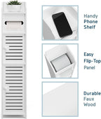 StorageBud Bathroom Storage Organizer - Floor Standing with Shelves - Includes 2 Apothecary Jars - Tall Bathroom Storage Cabinet for Toilet Paper, Towel & Other Bathroom Storage Accessories - White