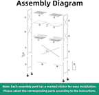 Kalrin Over The Toilet Storage with X Shape Side Guardrail, 3-Tier Over Toilet Storage Rack with Drain Basket, Freestanding Bathroom Organizer for Balcony Laundry, Pure Black