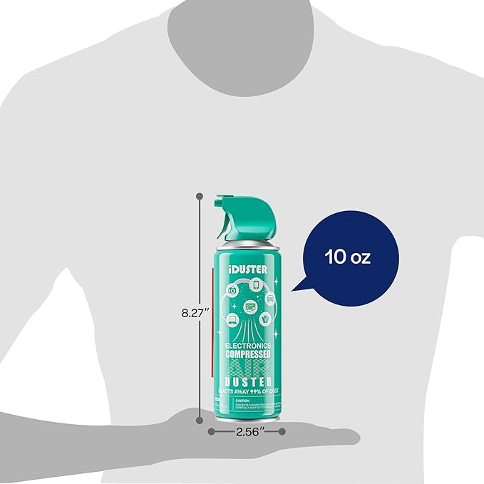 iDuster Disposable Compressed Gas Duster - 10oz Compressed Air Can, Computer and Keyboard Cleaner, 3 Packs