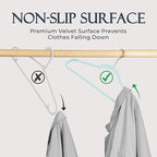 HOUSE DAY Sky Blue Velvet Hangers 60 Pack, Non Slip Clothes Felt Hanger Heavy Duty for Coat, Premium Slim Space Saving Suit Hangers for Closet Organizer, 360° Rotating Silver Hook