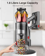 Cordless Vacuum Cleaner, 650W 55KPa 70Mins Vacuum Cleaners for Home, Self-Standing Stick Vacuum with Anti-Tangle Brush & OLED Touch Screen, Vacuum Cleaner for Hardwood Floors,Carpet,Pet Hair,Car (Red)