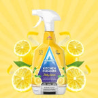 Astonish Zesty Lemon Scented Kitchen Cleaner - All Purpose Cleaning Solution Removes Grease, Grime, & Surface Stains - Cruelty Free Kitchen Grease And Multi Surface Cleaner - 750ml Spray Bottle