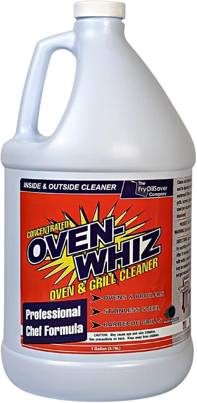 1 Gallon (128 Oz.) Oven-Whiz Oven & Grill Cleaner by FryOilSaver Co., Removes Tough Stains, Carbon, Grease & Food Burnt for BBQ Grills, Ovens, Grates for Home Kitchens, Restaurant, Food Trucks & Diner
