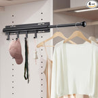 Supforce Valet Rod for Closets, 12" Valet Rod With 4 Hooks, Closet Organizer Slide Out Clothing Hanger Rods Extender Perfect for Suits,Dresses,Belt,Tie, Black