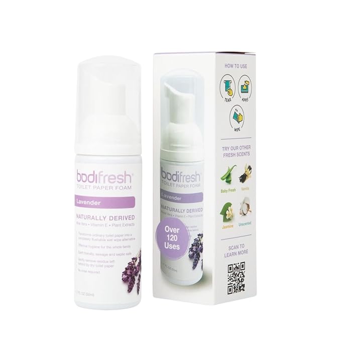 Toilet Paper Foam, Liquid Wet Wipe | Plant-Based, Eco Friendly Flushable Wet Wipe Alternative with Aloe & Vitamin E (1.7 Fl Oz (Pack of 1), Lavender)