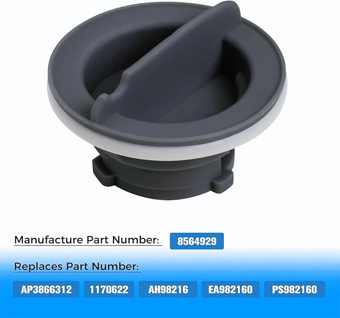 Dishwasher Rinse Aid Cap Replacement 8564929 for Whirlpool Kenmore KitchenAid Jenn-Air Dishwashers Replaces PS982160 AP3866312