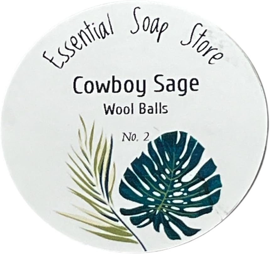 Fragrant, Natural Fabric Softener 100% Organic Premium New Zealand Wool, No Fillers, Anti Static, Lint Free, White 2 Count. (Cowboy Sage)