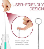 Long Straw Brush Cleaner (10 Pack), Flexible Nylon Tube Cleaning Brushes with 0.4" Bristles, Rust-Proof Stainless Steel Wire Washer for Reusable Tumblers, Sports Bottles & Pipes (10 Inch)