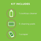 Affresh Cooktop Cleaning Kit, Safe for Glass & Ceramic Cooktops, Includes 5 oz cleaner, 5 pads, 1 scraper (Pack of 2)