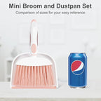 NACENA Small Dust Pan and Brush Set, Mini Broom and Dustpan Set Small Hand Broom and Brush Combo Dust Pan for Home Cleaning Drawers Desktop Sofas and Outdoor, Pink