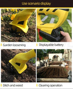 20 V Cordless Tiller Cultivator, 250 RPM Electric Rototiller for Gardening, 6.7" Deep x 4" Wide Cultivation, Battery Included (Classic Yellow)