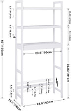 SMIBUY Bathroom Storage Shelf, Bamboo Over-The-Toilet Organizer Rack, Freestanding Toilet Space Saver with 3-Tier Adjustable Shelves (White)