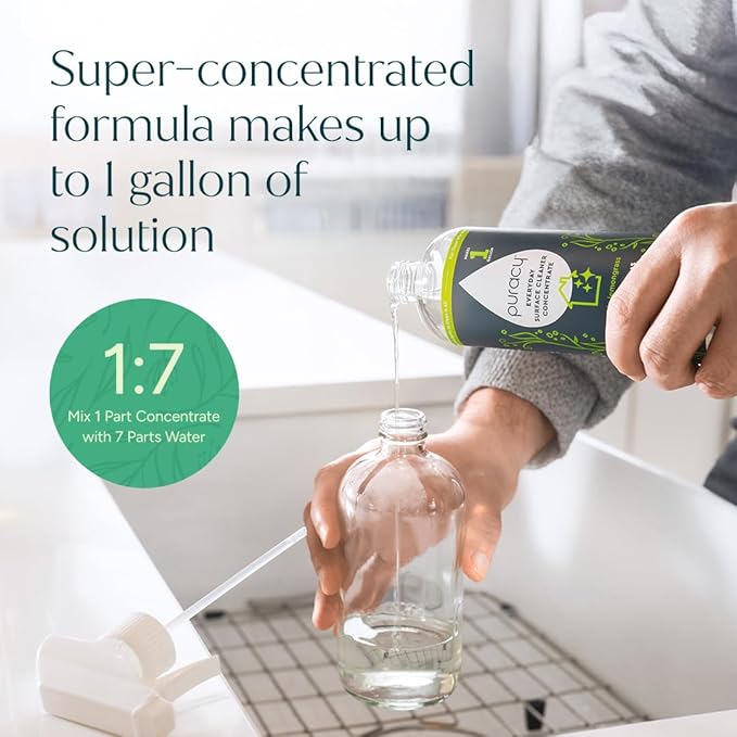 Puracy Multi-Surface Cleaner Concentrate - Plant-Powered All Purpose Cleaner - Surface Cleaner Solution As Seen on TikTok (Organic Lemongrass, 16 fl oz, 1 Pack)