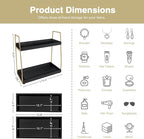 Forbena Black and Gold Bathroom Organizer Countertop, 2 Tier Counter Organizer for Bathroom Decor, Modern Sink Shelf Organizers for Vanity Storage, Make upTray for Makeup Bedroom