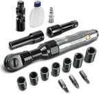 DNA MOTORING 17 Pcs 1/2-Inch Air Ratchet Wrench Set 50 FT.-LB / 69 N.M Electric Ratchet Wrench Set for Repairs, Machinery Maintenance Assembly, W/Case, Sliver/Black, TOOLS-00529