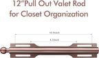 FIRJOY 12" Valet Rod for Closet Pull Out (2 Pack, Antique Copper)
