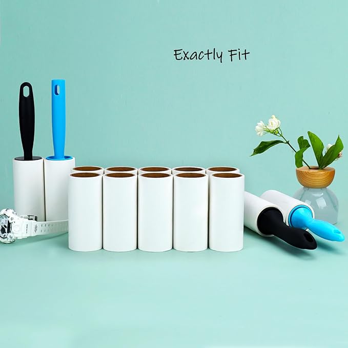 Lint Roller Refills 4 inch Bulk 10 Rolls Total 600 Sheets Extra Sticky Lint Remover Replacement Refills Compatible with Evercare PetLovers Muji IKEA and Others (Inside Dia. 1-1/2 inch)