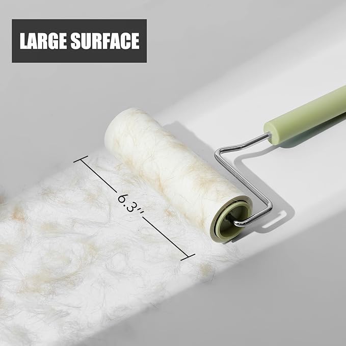 6.3" Extra-Sticky Extendable Lint Roller – Giant Roller for Pet Hair, Carpet & Floor, Long Handle Reaches Under Furniture, Strong Adhesive for Clothes & Dog Cat Hair Remover