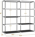 MOGELAFOO 62.5" Closet Wardrobe, Portable Closet for Bedroom, Freestanding Clothes Rack with Non-Woven Fabric Cover, 3 Hanging Rods, 4 Storage Shelves, Clothes Storage Organizer, Black