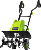 STEELITE 18 Inch Width Electric Tiller Cultivator, 8.7-Inch Depth Electric Rototiller with 24 Durable Steel Tines, 13.5 Amp Corded Cultivator for Gardening, 2-Adjustable Wheels for Garden Lawn Yard