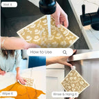 Harps&Seb Swedish Dishcloths for Kitchen Dishcloths - 6 Pack, Reusable Paper Towels with Clips, Super Absorbent Washable Non-Scratch Swedish Dish Towels, No Odor, Biodegradable