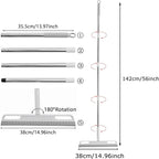 Multifunction Magic Broom, Silicone Floor Squeegee with 56" Long Handle, Rubber Sweeper, Air Broom for Floor Bathroom Kitchen Shower Tile Pet Hair Fur Marble Glass Water Window Foam Cleaning (Grey)