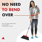 NACENA Heavy Duty Broom, 55 Inch Long Handle Outdoor Large Angle Brooms, Commercial Broom for Sweeping Indoor, for Home Garage Kitchen Office Courtyard Lobby Patio Lawn Concrete, 2 Pack (Black&Red)