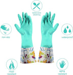 Dishwashing Rubber Gloves 3 Pairs, Aixingyun Non-Slip Household Laundry Kitchen Cleaning Gloves, Reusable PU Waterproof Latex Gloves Gift for Mom (Large, 3 Pairs)