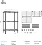 M MZG 750 lbs 3 Tier Shelf Metal Storage Shelves Shelving Wire Rack Heavy Duty Closet Organizers for Garage Kitchen Bathroom Laundry Black 13.8" D x 23.6" W x 35.5" H
