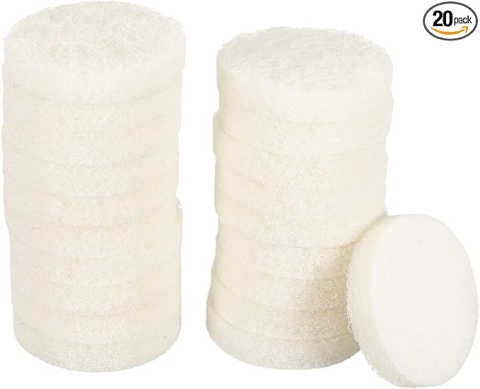 HARFINGTON 20pcs Scrubber Scouring Pads 450 Grits 2 Inch Drill Power Brush Hoop and Loop Surface Conditioning Disc Drill Scuffing Disc Scrub Pads for Home Kitchen Cleaning, White