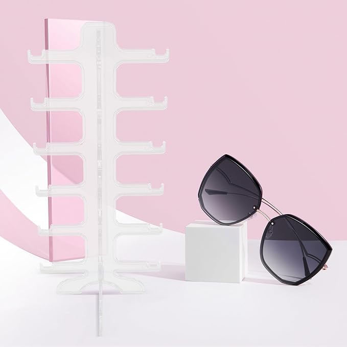 SUPVOX Multi-Layer Sunglasses Organizer Display Rack 6-Tier Plastic Eyeglass Holder Stand for Desktop Storage and Eyewear Display in Home Or Store