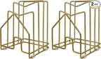 2 Pack Pot Lid Organizer Cutting Board Holder Inside Cabinet 304 Stainless Steel Pot and Pan Organizer Under Cabinet Cookie Sheet Bakeware Serving Tray Cooling Rack Stand Kitchen Countertop Matte Gold