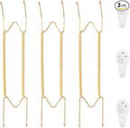 3 Pack Plate Hangers for The Wall, Suitable for 16-20 inch Art Plate, Stainless Steel Invisible Heavy Duty Wire Plate Holder with Wall Hooks, Plate Hangers for Displaying Plates, Platter, Dish, Gold